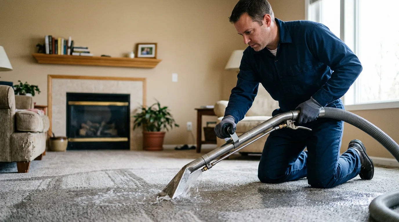 Water damage restoration technician working near Seatac, WA